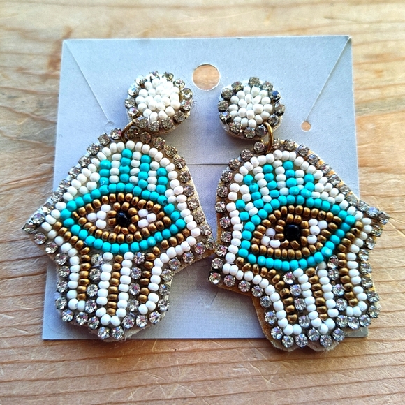 Jewelry - SOLD-Evil Eye Beaded earrings